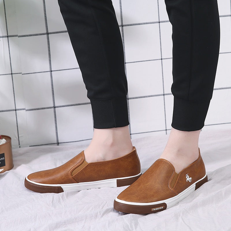 2022 Summer Cross-border Men's Shoes A Pedal Small White Shoes Men's Business Work Shoes 45 Yards Leather Shoes Lazy Shoes Skateboard Shoes