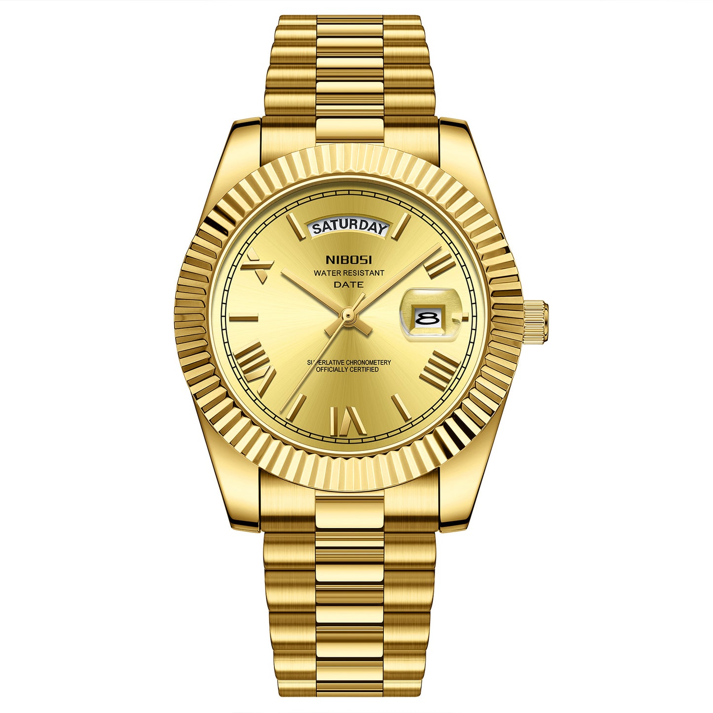 Nibosi Brand Fashion Trendy Men's Watch With Colorful Dial Quartz Wristwatch Men's Solid Steel Band Watch