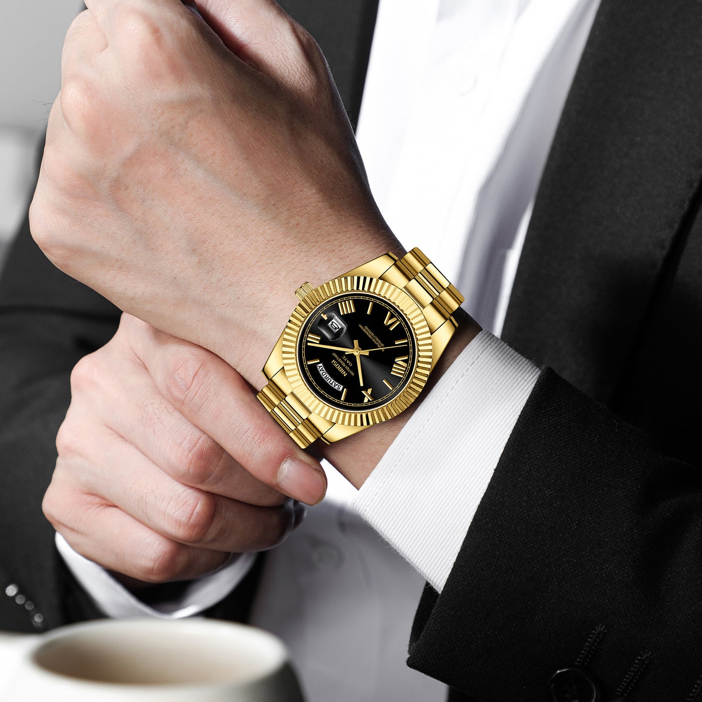 Nibosi Brand Fashion Trendy Men's Watch With Colorful Dial Quartz Wristwatch Men's Solid Steel Band Watch