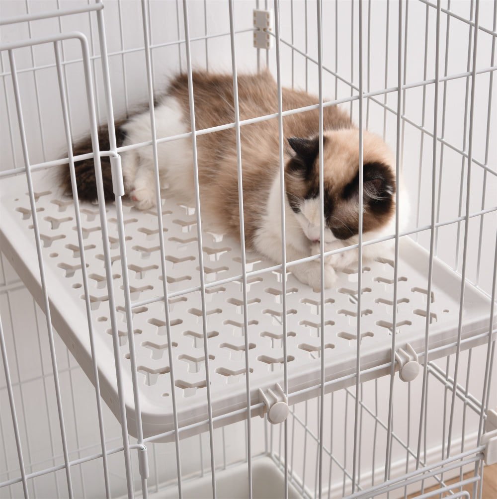 【元TX281743、ステップとサイズご注意】猫 ケージ キャットケージ 3段 ペットケージ キャスター付 猫ゲージ 大型 多頭飼い ネコドア キャットハウス 1段2段可能 留守番 保護 脱走防止 おしゃれ  (3段, ブラウン)