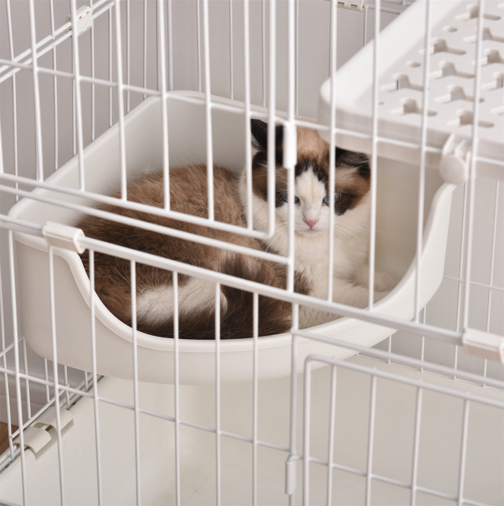 【元TX281743、ステップとサイズご注意】猫 ケージ キャットケージ 3段 ペットケージ キャスター付 猫ゲージ 大型 多頭飼い ネコドア キャットハウス 1段2段可能 留守番 保護 脱走防止 おしゃれ  (3段, ブラウン)
