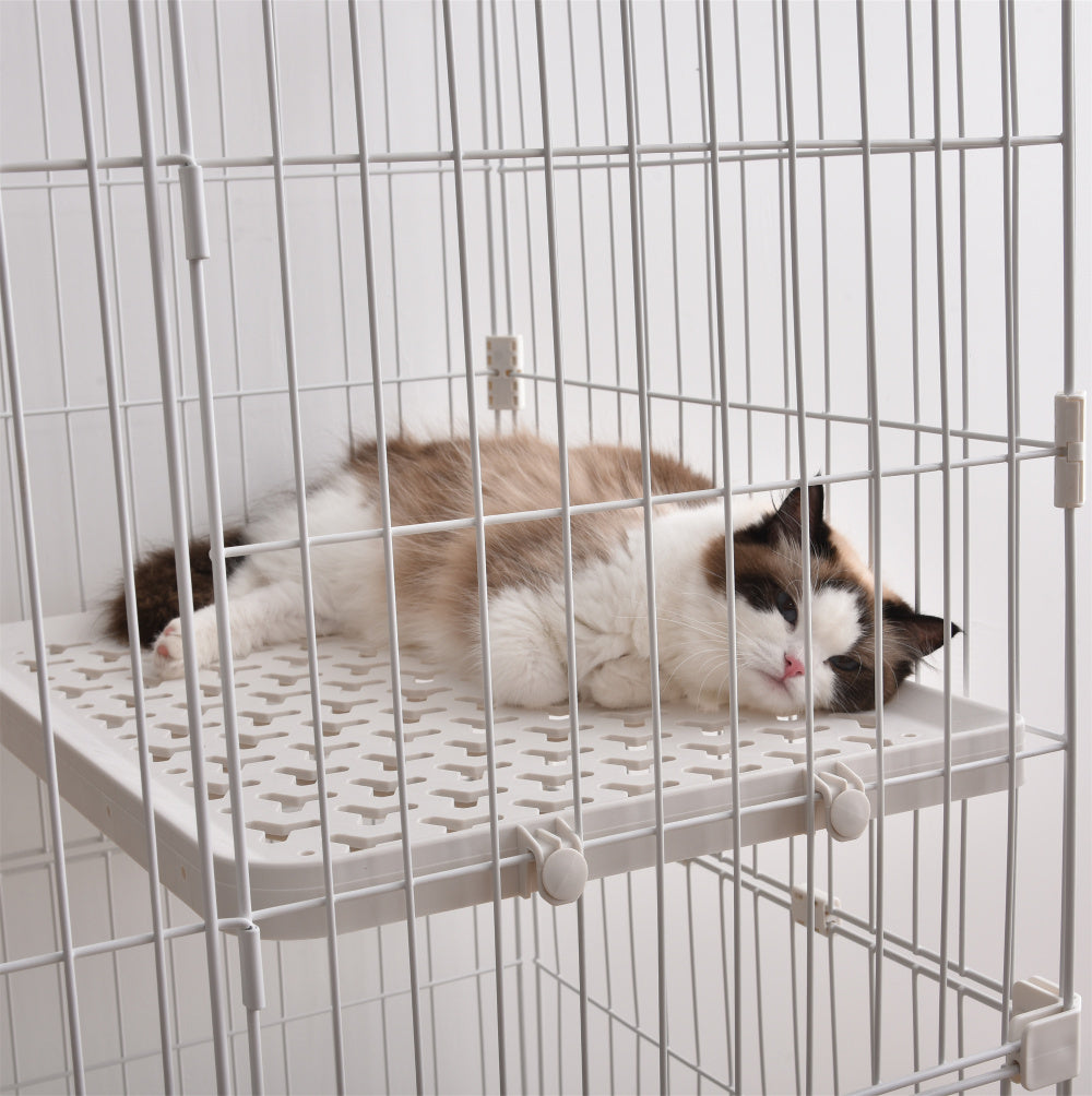 【元TX281743、ステップとサイズご注意】猫 ケージ キャットケージ 3段 ペットケージ キャスター付 猫ゲージ 大型 多頭飼い ネコドア キャットハウス 1段2段可能 留守番 保護 脱走防止 おしゃれ  (3段, ブラウン)