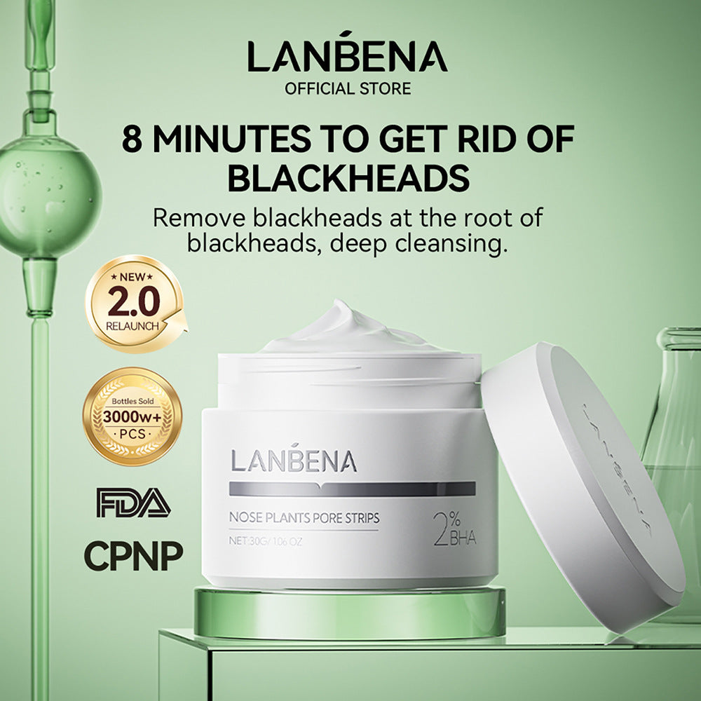 LANBENA Suction Blackhead Nasal Membrane With 60 Sheets Of Paper Tear Blackhead Nasal Membrane Liquid White Box 30g(2.0 Version)