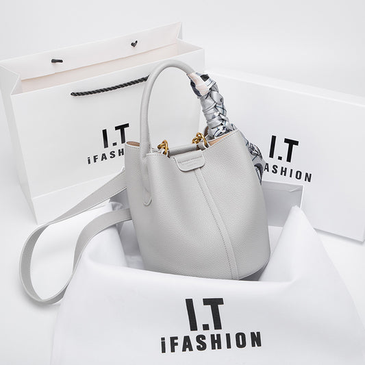 Genuine Leather Large Capacity Vegetable Basket Bucket Bag Women&#039;s New Women&#039;s Bag High-end Shoulder Crossbody Handbag For Women
