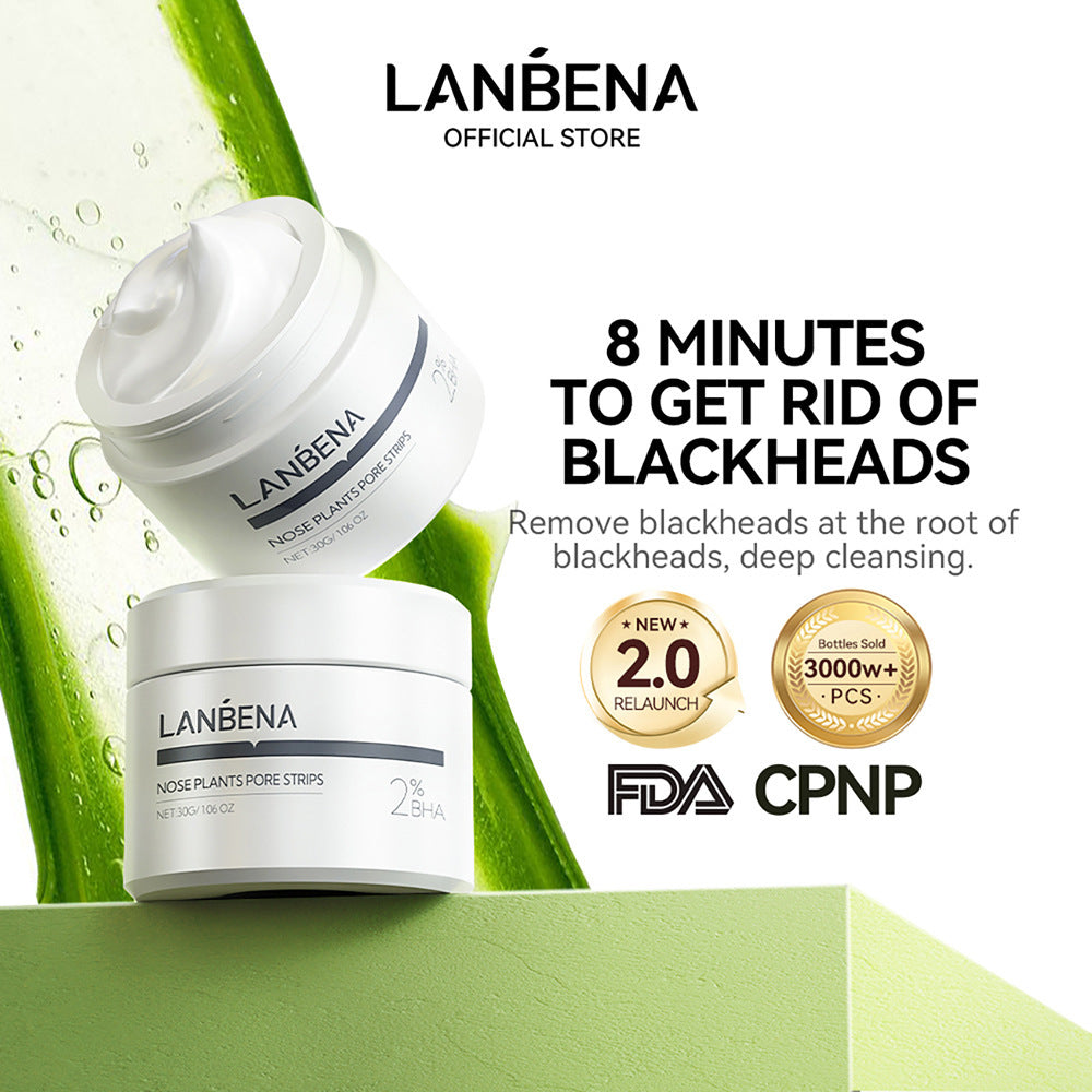 LANBENA Suction Blackhead Nasal Membrane With 60 Sheets Of Paper Tear Blackhead Nasal Membrane Liquid White Box 30g(2.0 Version)