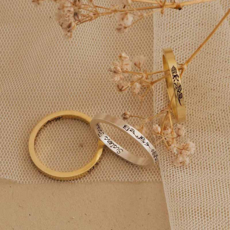 Gift Ring Wind Ring For Women Silver Flower Stainless Steel Cross-border Ins European And American Hot Selling Flower S925 December Birthday