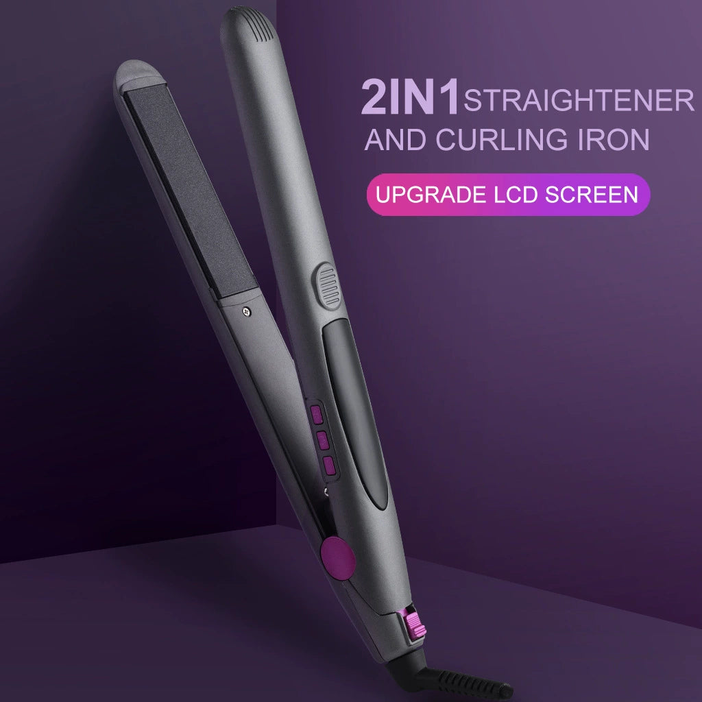 Hair Straightener LED LCD Curl Straight Dual-use Ceramic Electric Splint PTC Hair Straightener Curler