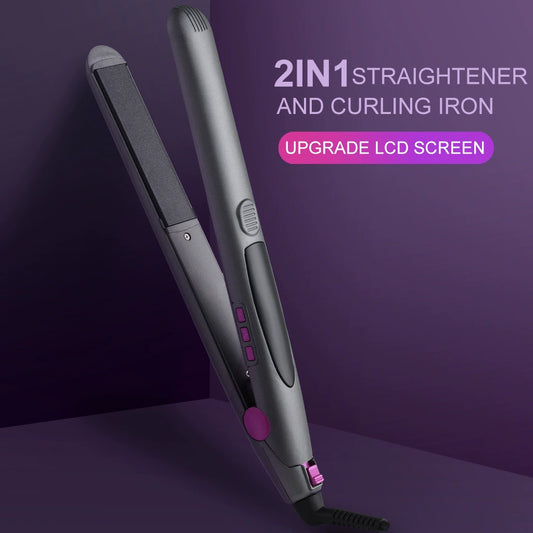 Hair Straightener LED LCD Curl Straight Dual-use Ceramic Electric Splint PTC Hair Straightener Curler