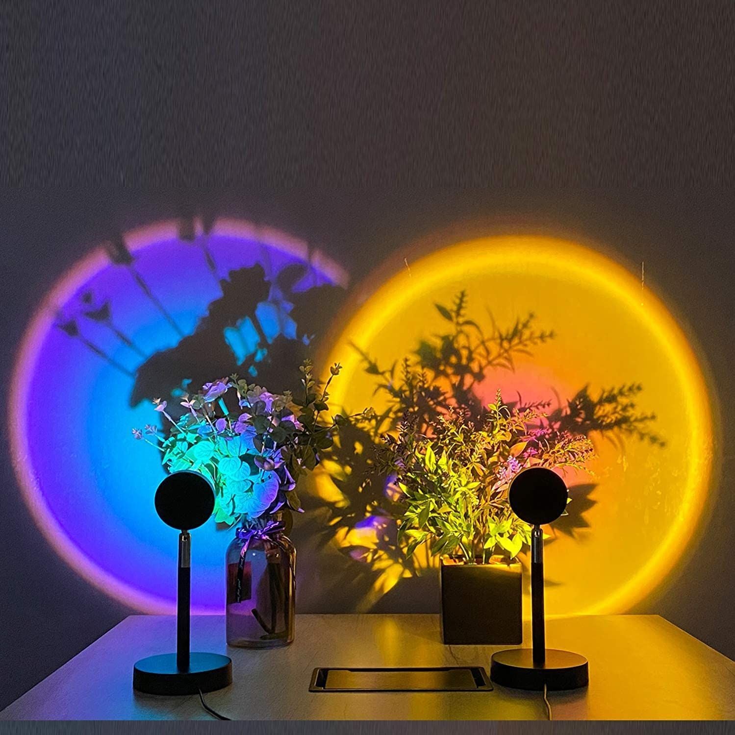 USB charging desk lamp sun never sets rainbow projection sunset lamp